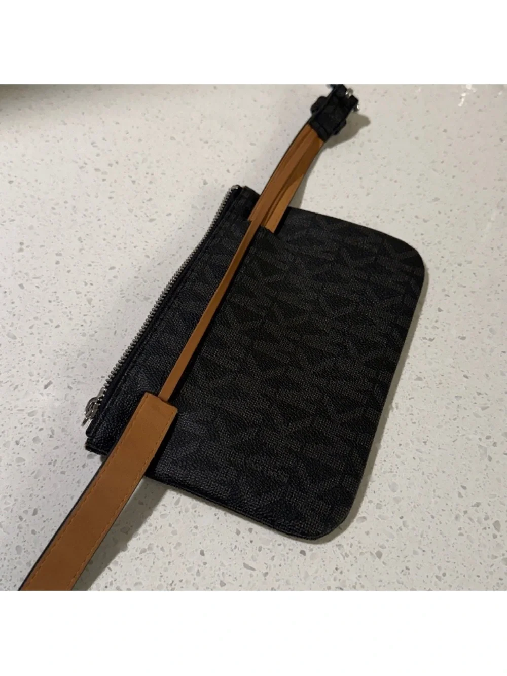 Michael Kors‎ Logo Belt Bag Black Gray Brown Waist Fanny Pack Purse Sz Medium